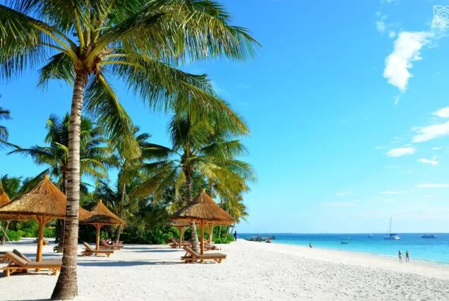 Zanzibar Nungwi beach white sand turquoise water palm trees Tanzania